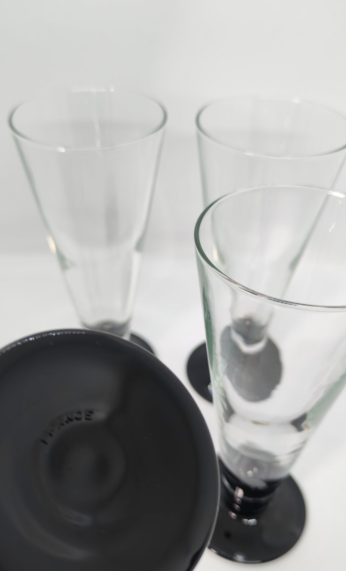 French champagne glasses with a black stem, 4 pcs