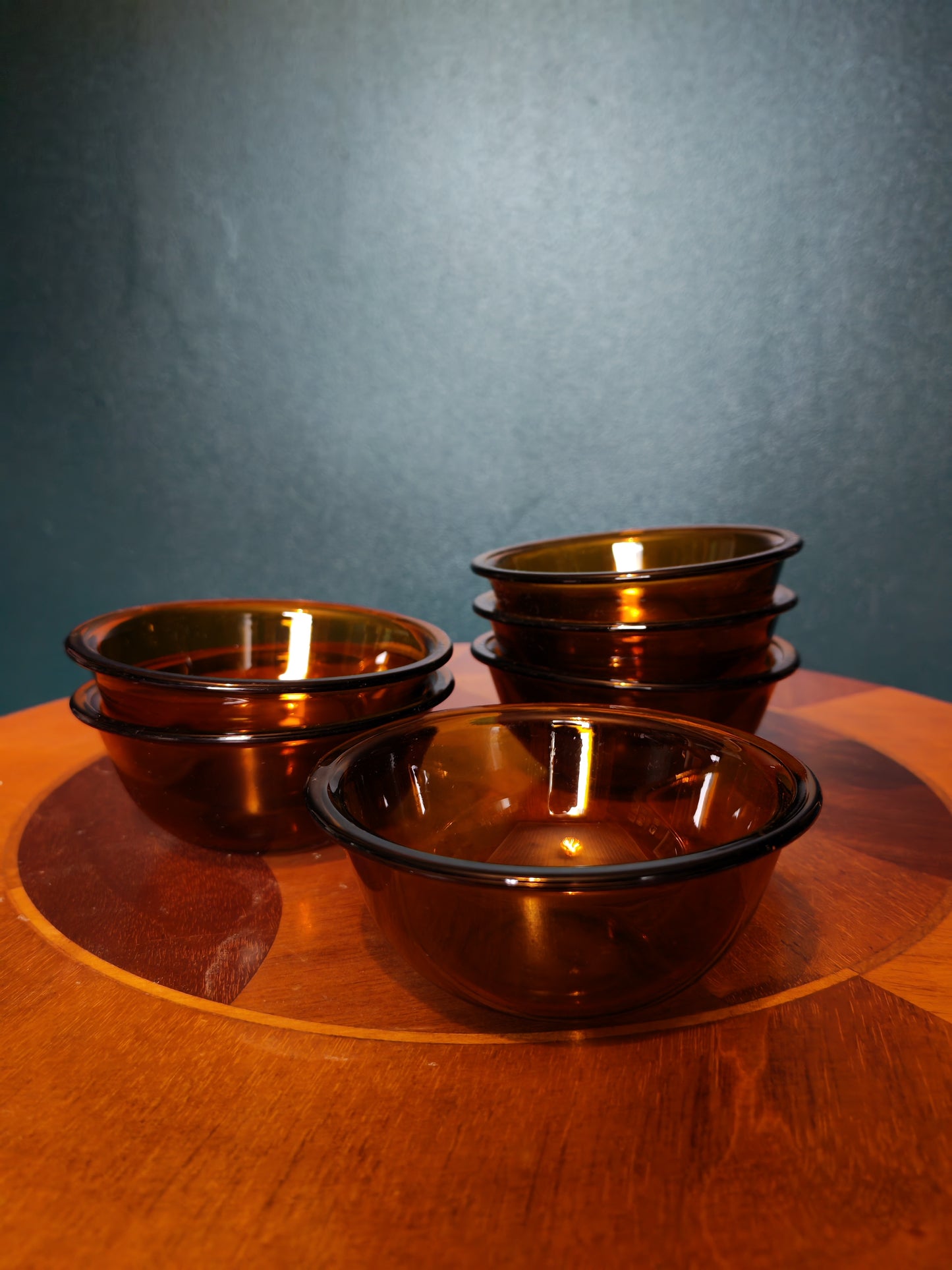 Brown Brazilian glass bowls 6 pcs