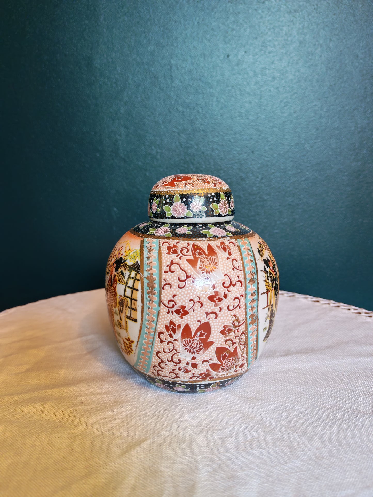 Vintage Japanese lidded decorative jar