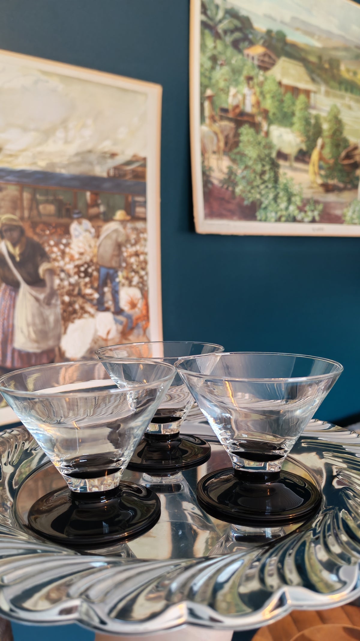 Luminarc Kyoto, cocktail glasses / dessert bowls with black stems, 4 pcs