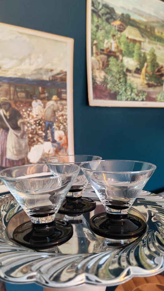 Luminarc Kyoto, cocktail glasses / dessert bowls with black stems, 4 pcs