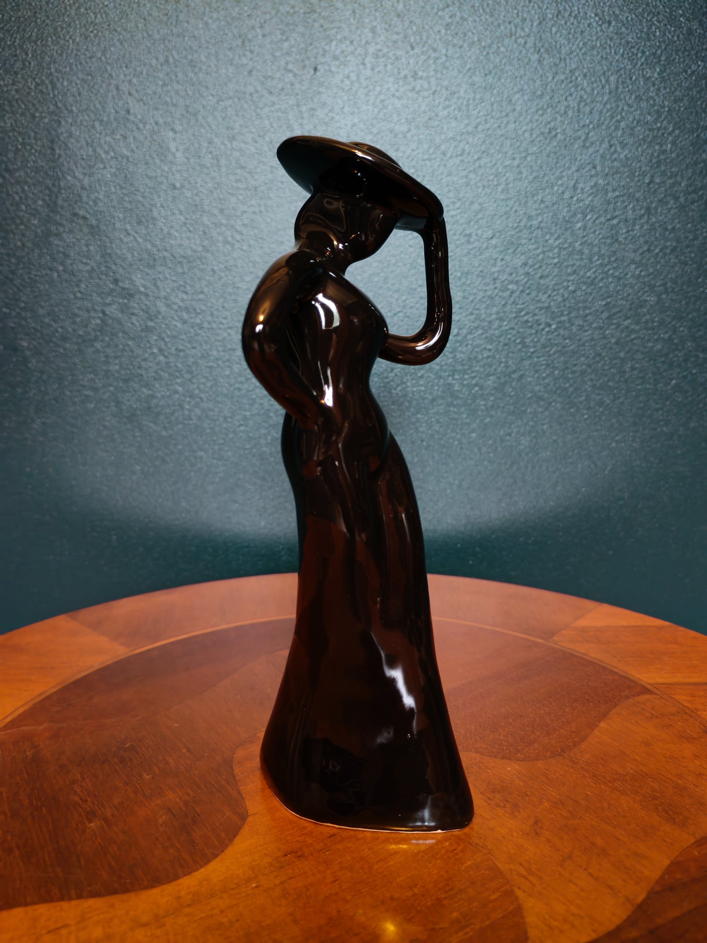 Vintage Art Deco Black Ceramic Female Figurine (1980s)