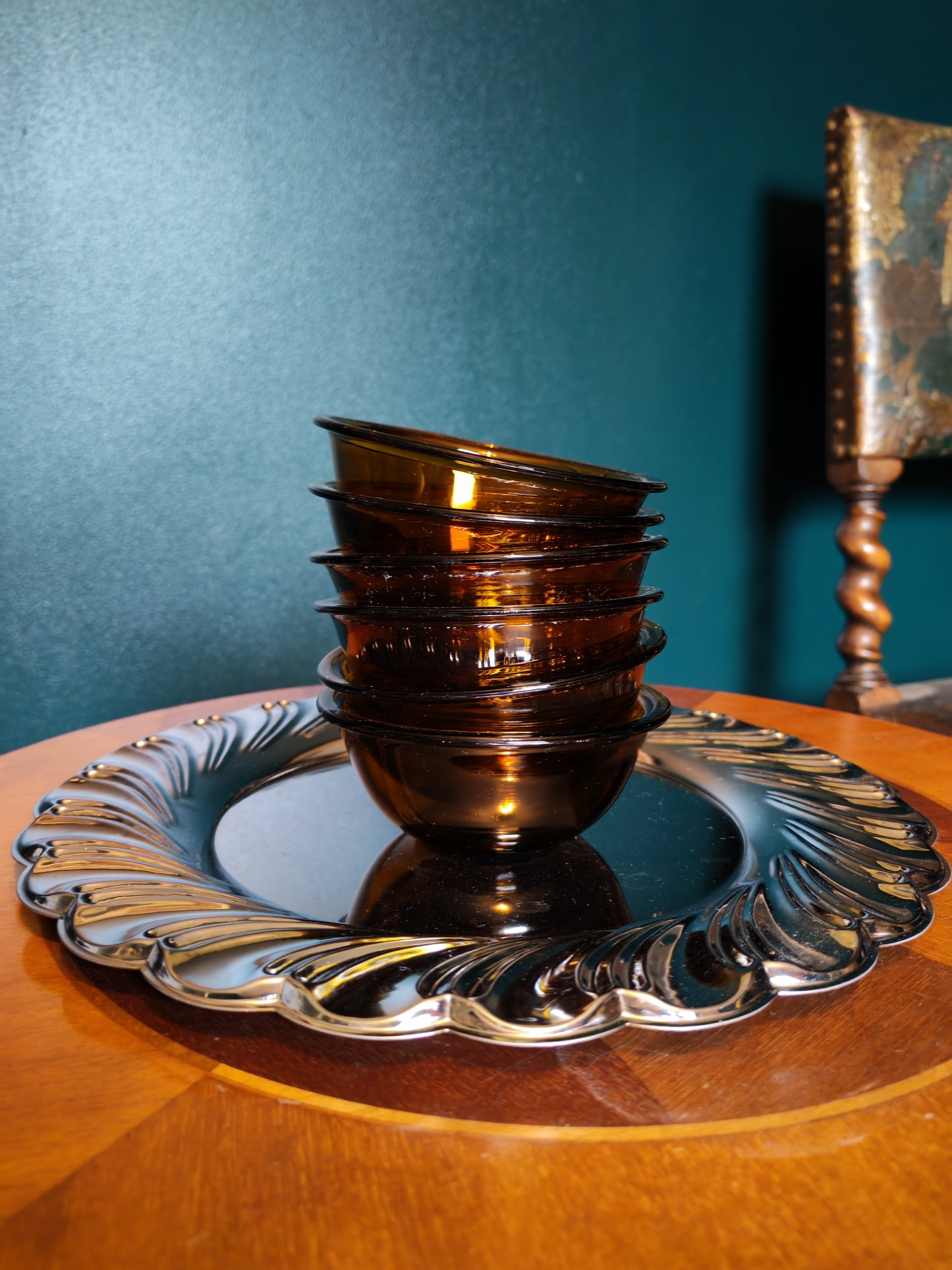 Brown Brazilian glass bowls 6 pcs