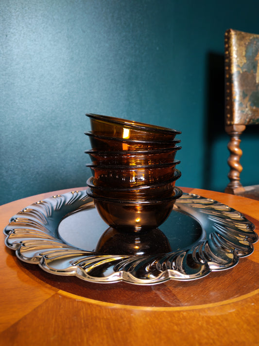 Brown Brazilian glass bowls 6 pcs