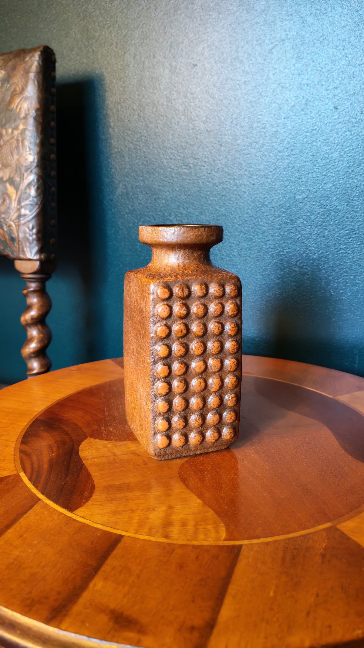 Orangered ceramic vase, VEB Haldensleben 3058 B