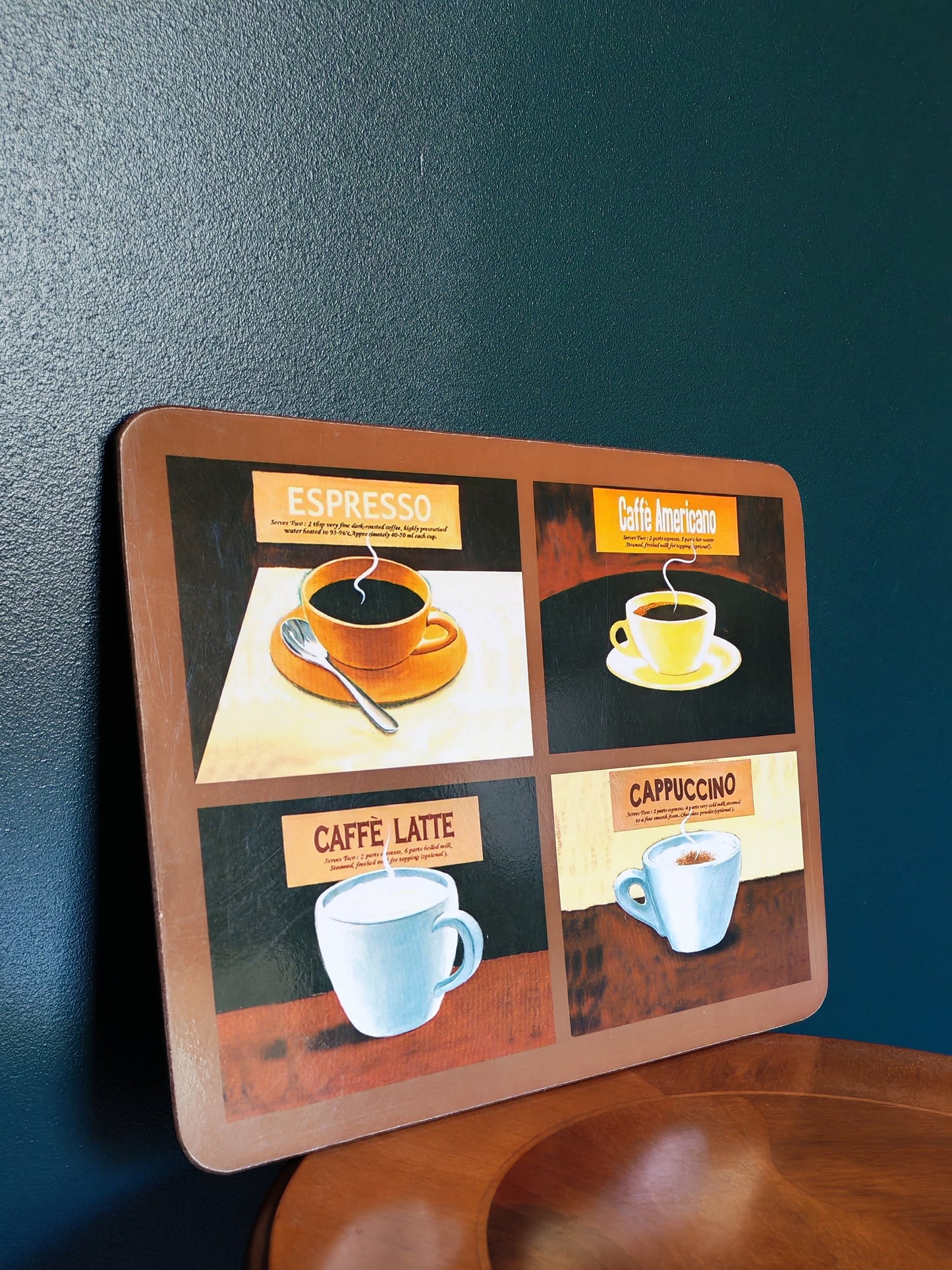 Coffee-themed cork-backed placemats, 4 pcs