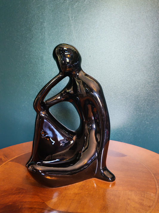 Vintage keraaminen veistos ”Ajattelija” – Art Deco Revival (1980-luku)