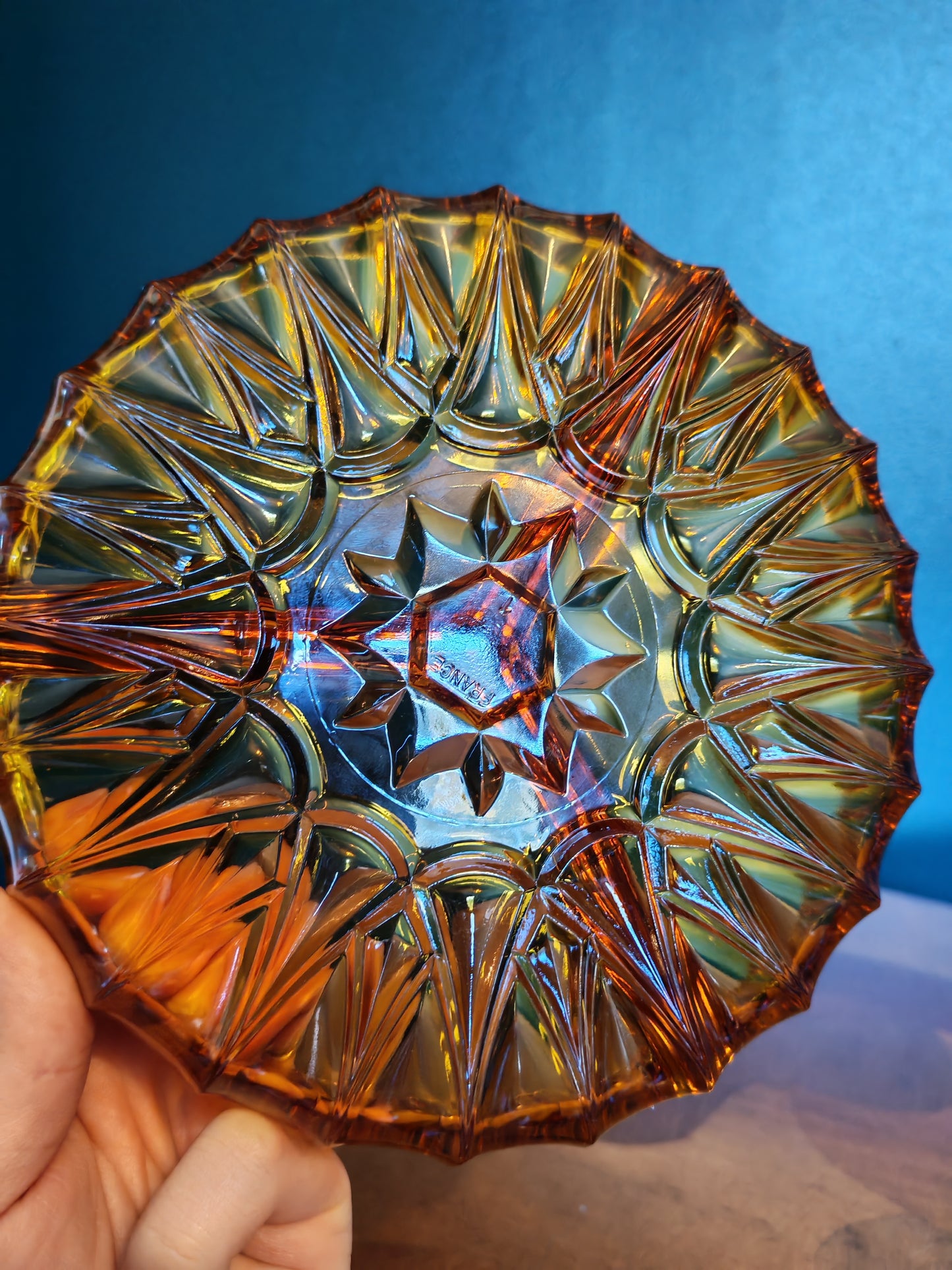 Amber-toned serving dish
