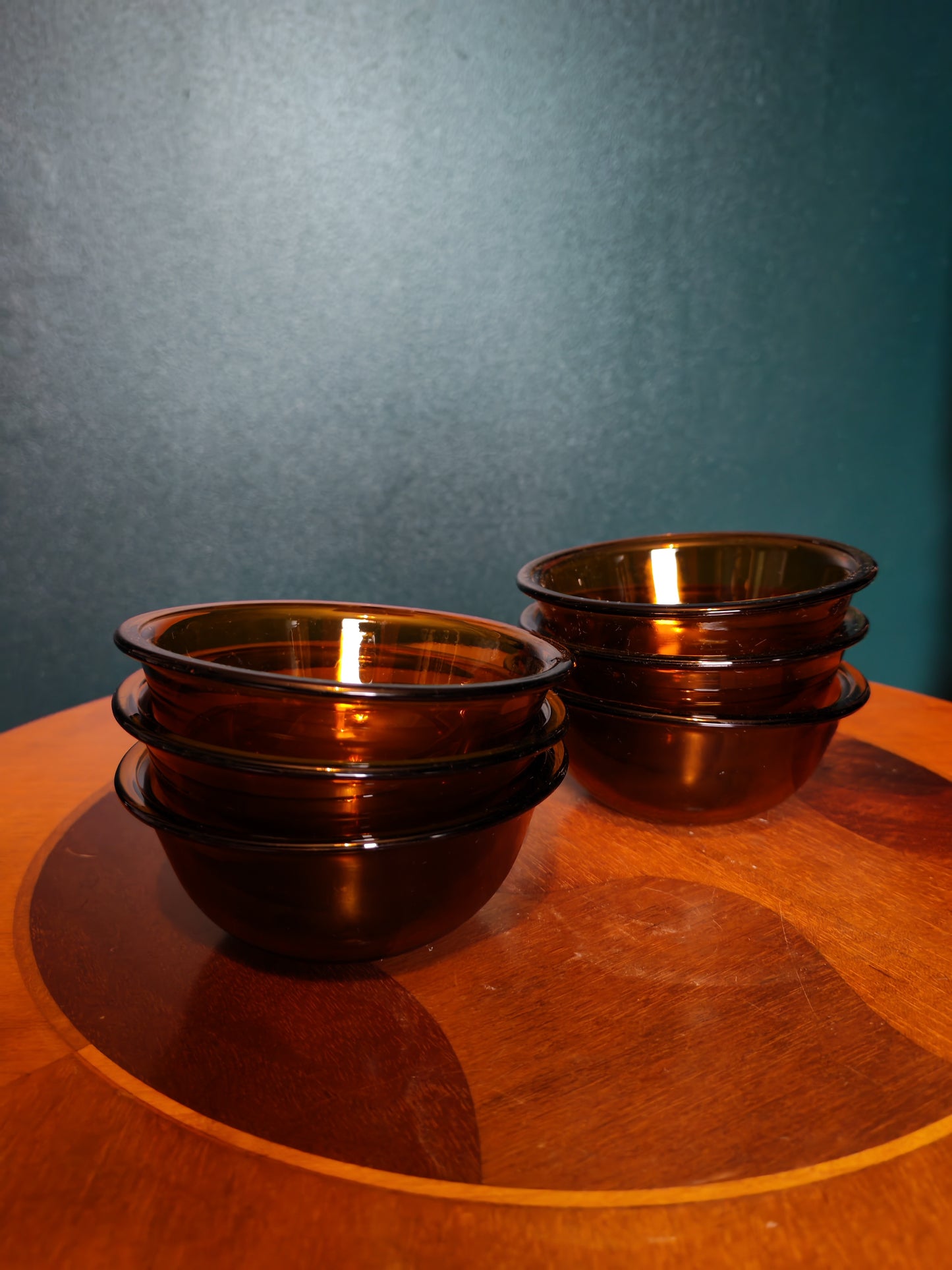Brown Brazilian glass bowls 6 pcs