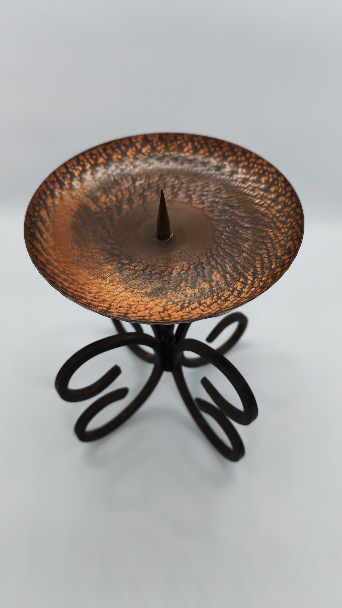Candlestick (copper bowl, iron base)