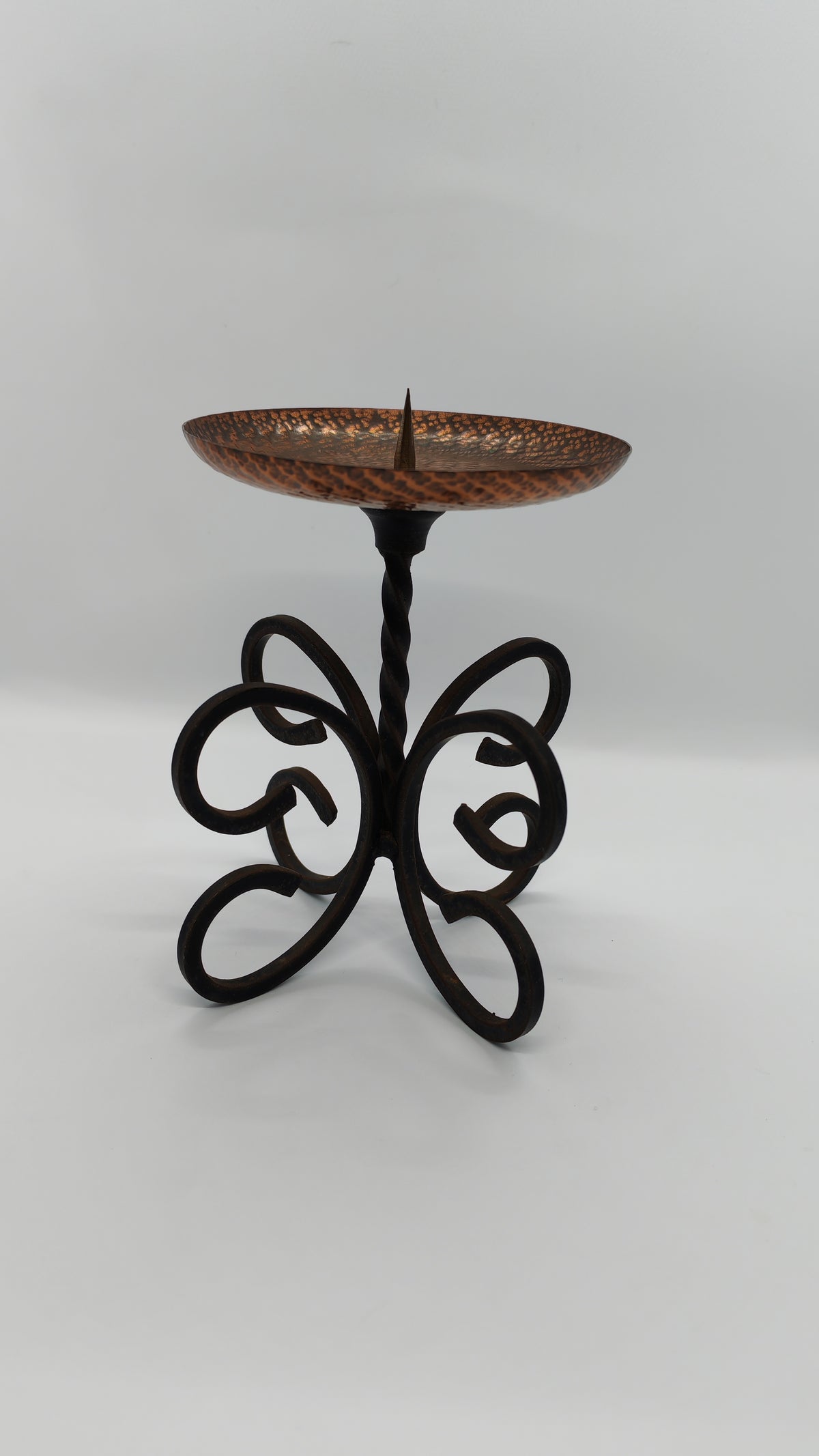 Candlestick (copper bowl, iron base)