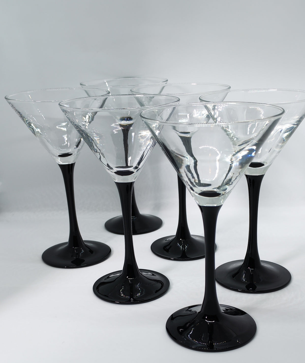Ranskalaiset cocktaillasit mustalla jalalla, 6kpl