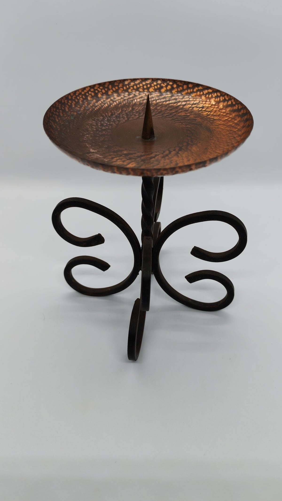Candlestick (copper bowl, iron base)