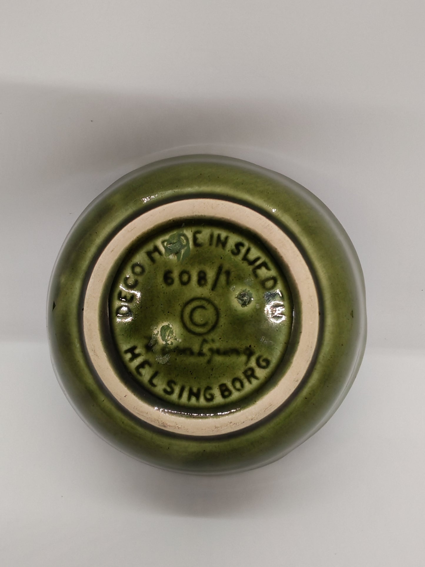 Rosa Ljung for Deco Helsingborg – Green ceramic flower vase, 11 cm