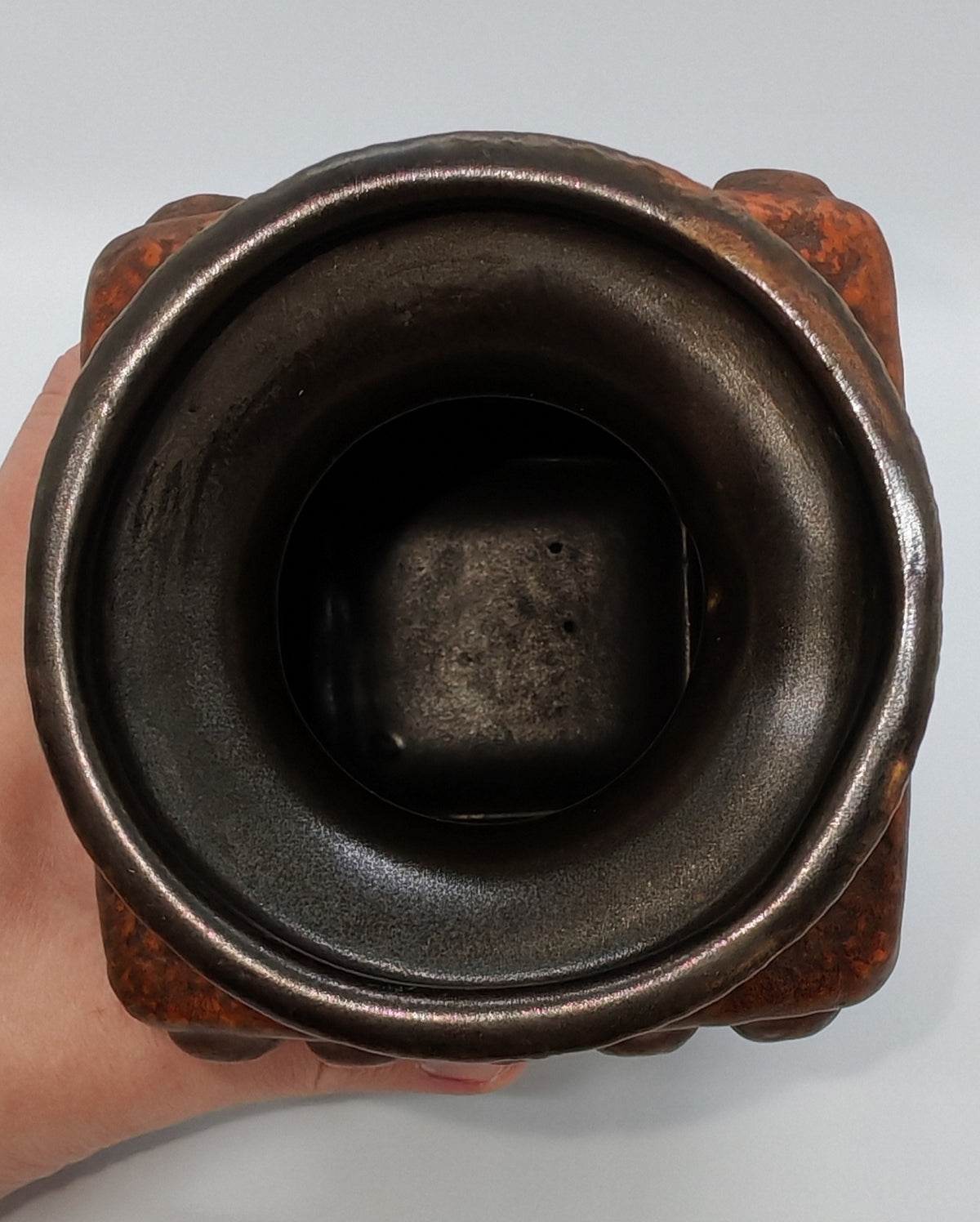 Orangered ceramic vase, VEB Haldensleben 3058 B