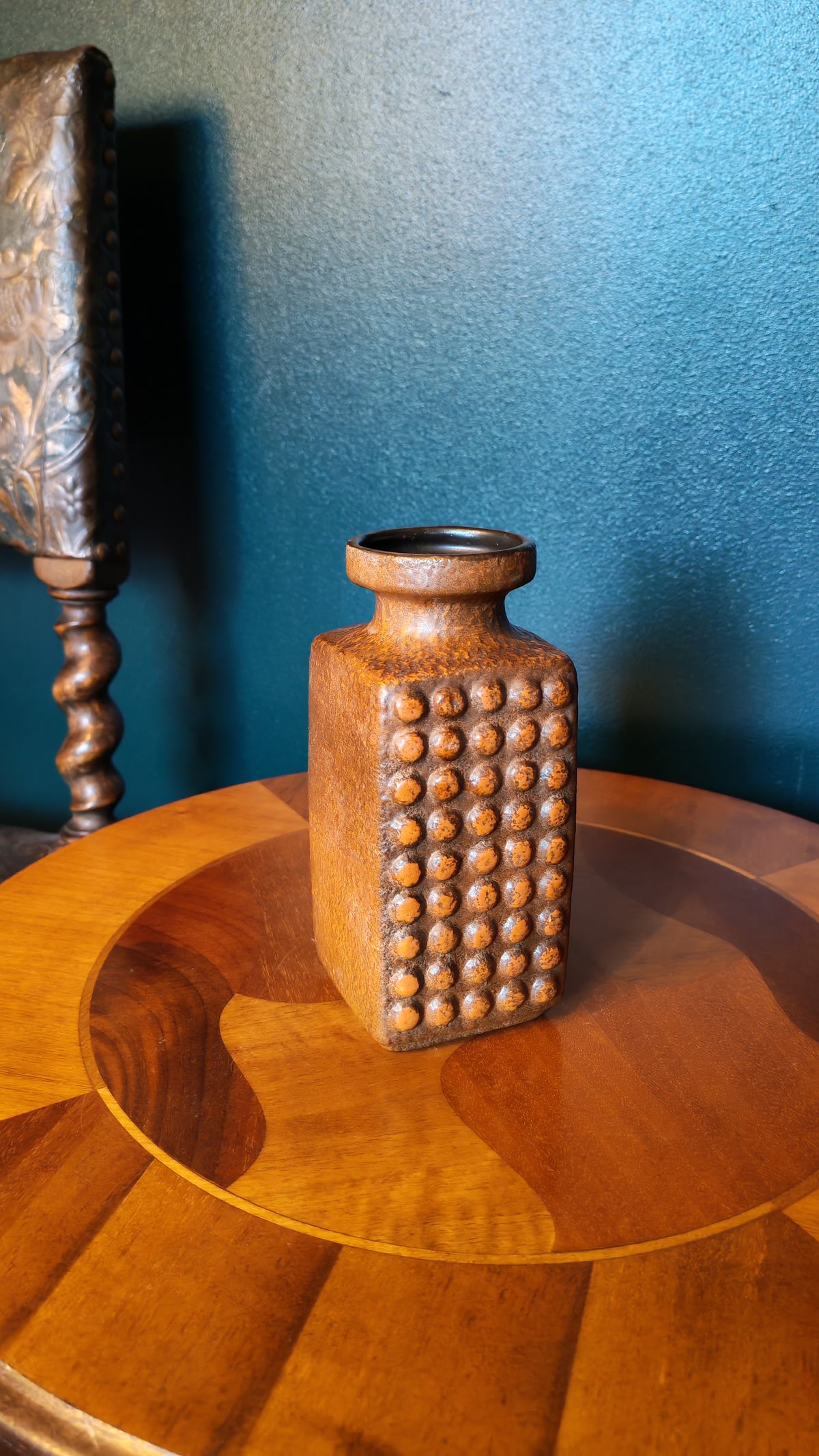 Orangered ceramic vase, VEB Haldensleben 3058 B