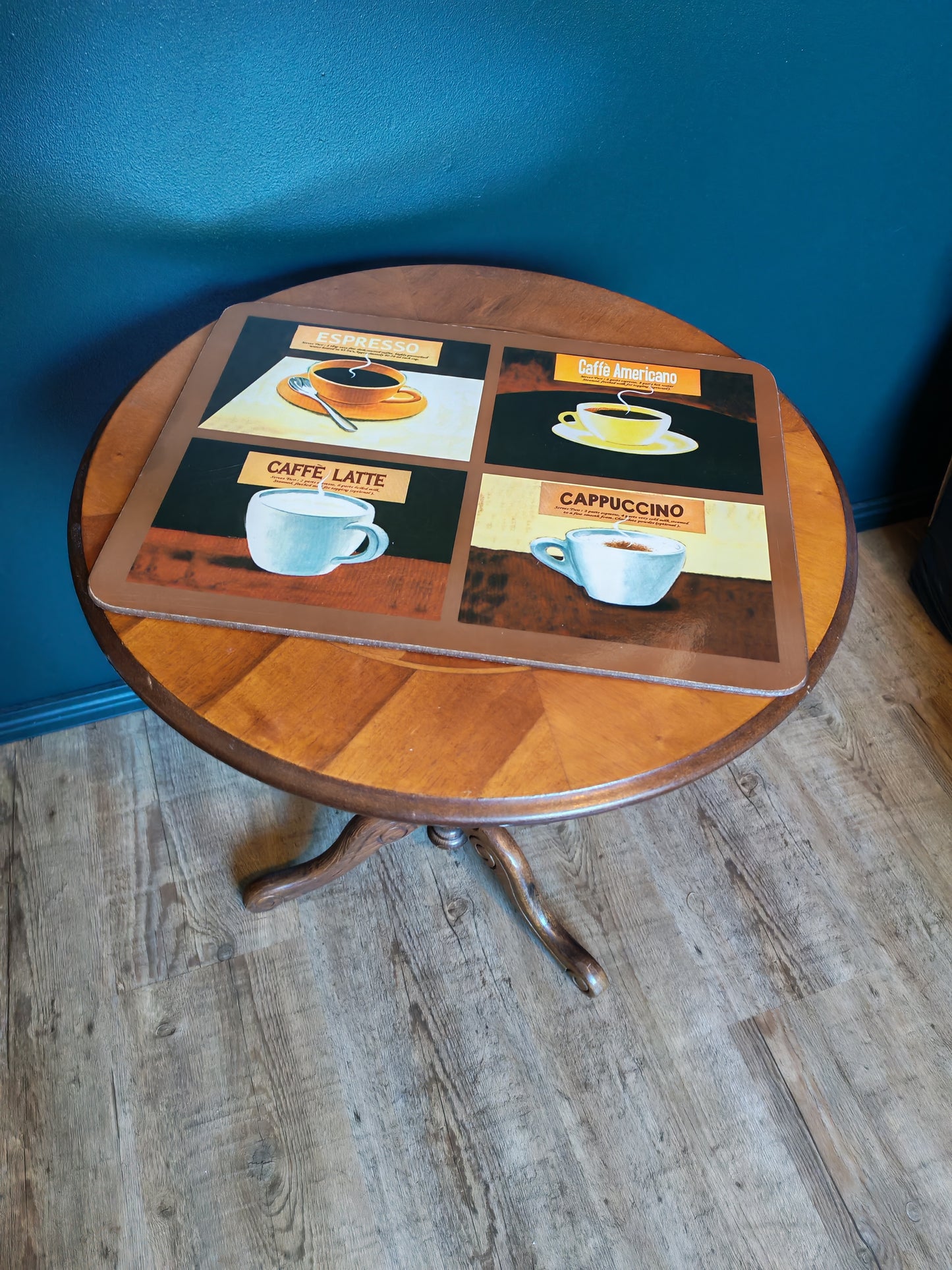 Coffee-themed cork-backed placemats, 4 pcs