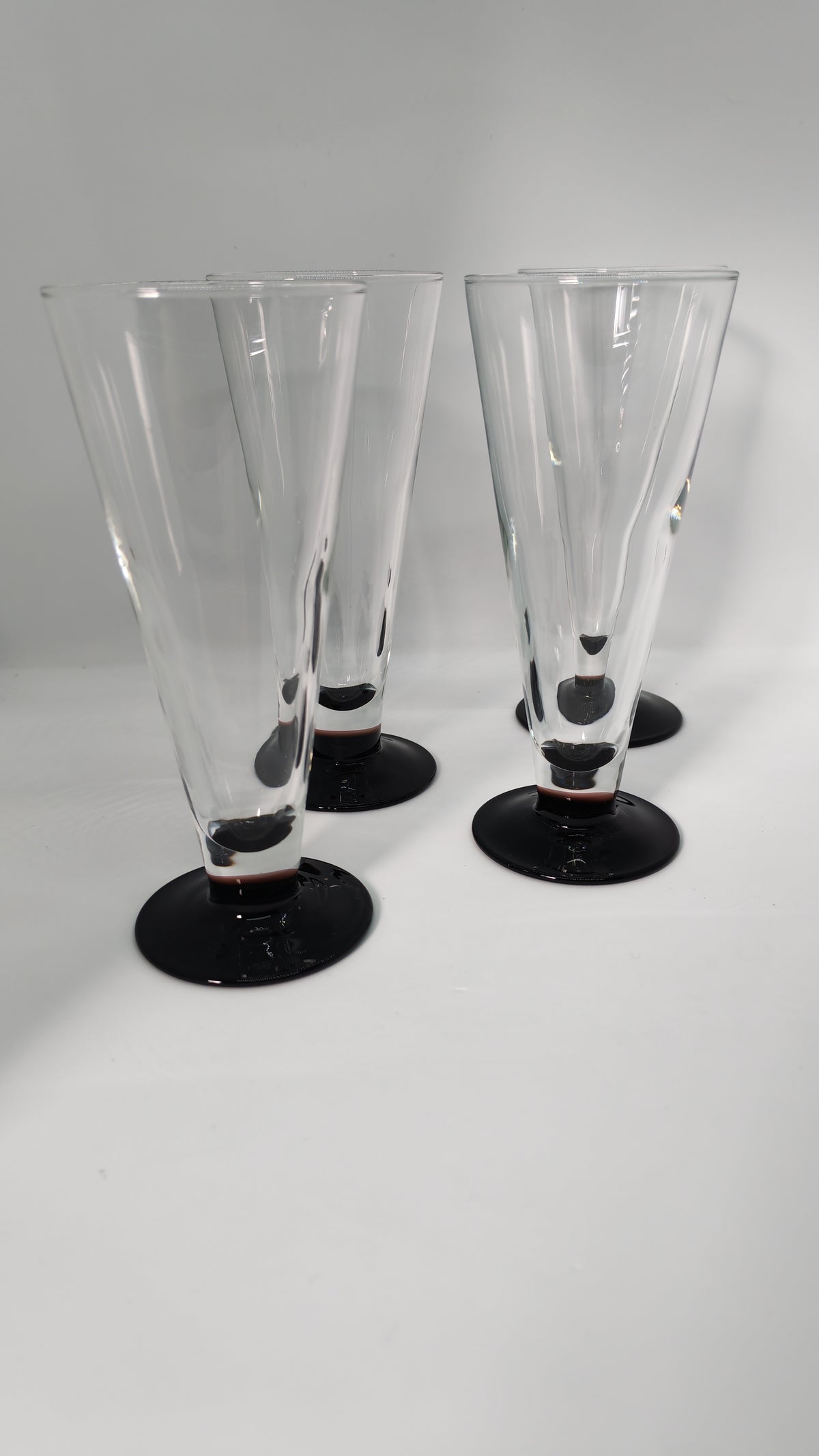 French champagne glasses with a black stem, 4 pcs
