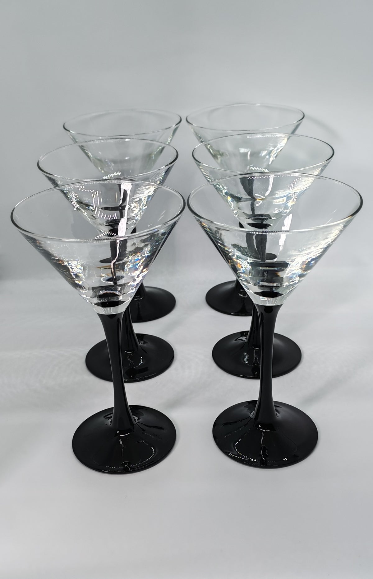 Ranskalaiset cocktaillasit mustalla jalalla, 6kpl