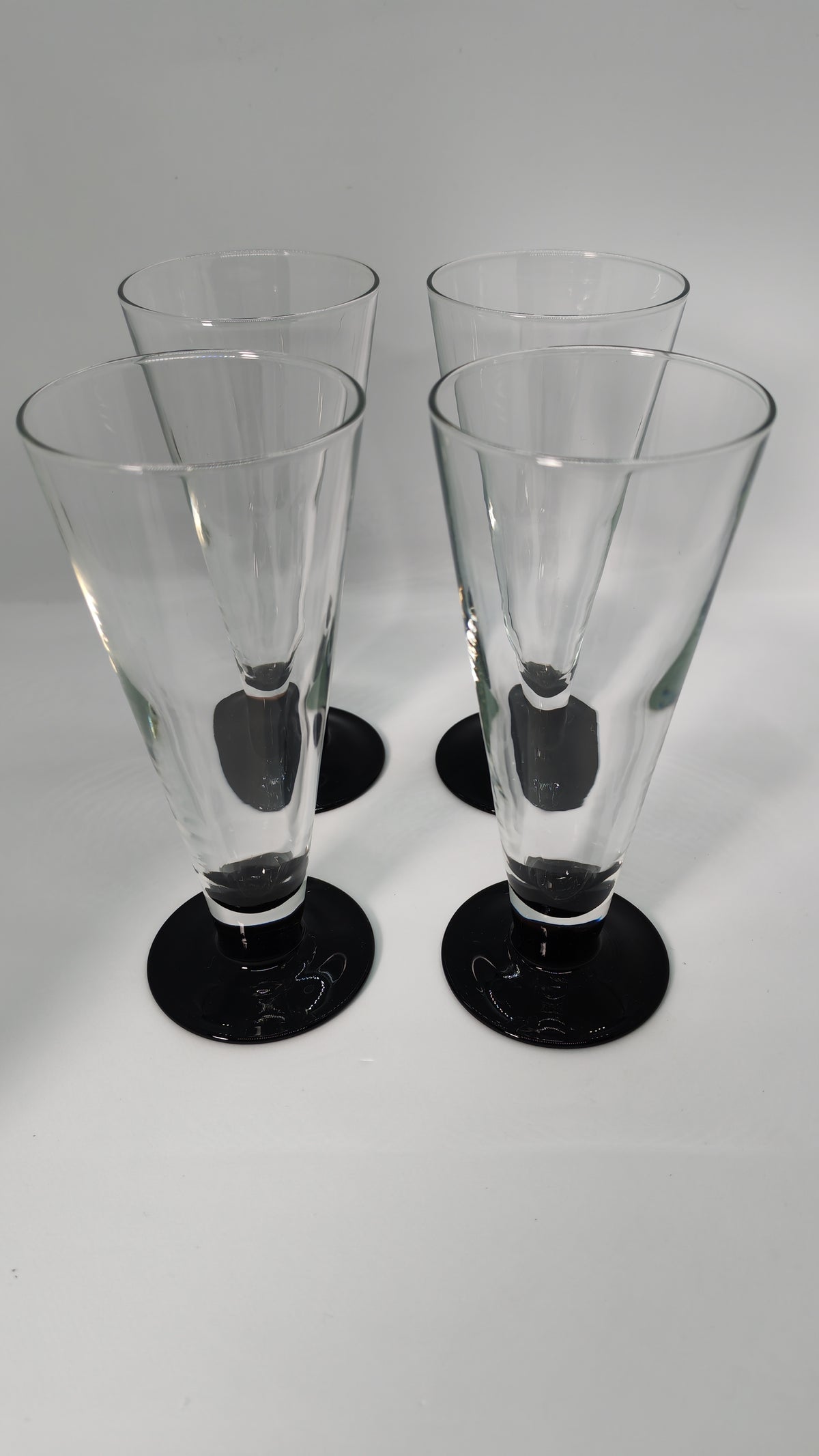 French champagne glasses with a black stem, 4 pcs