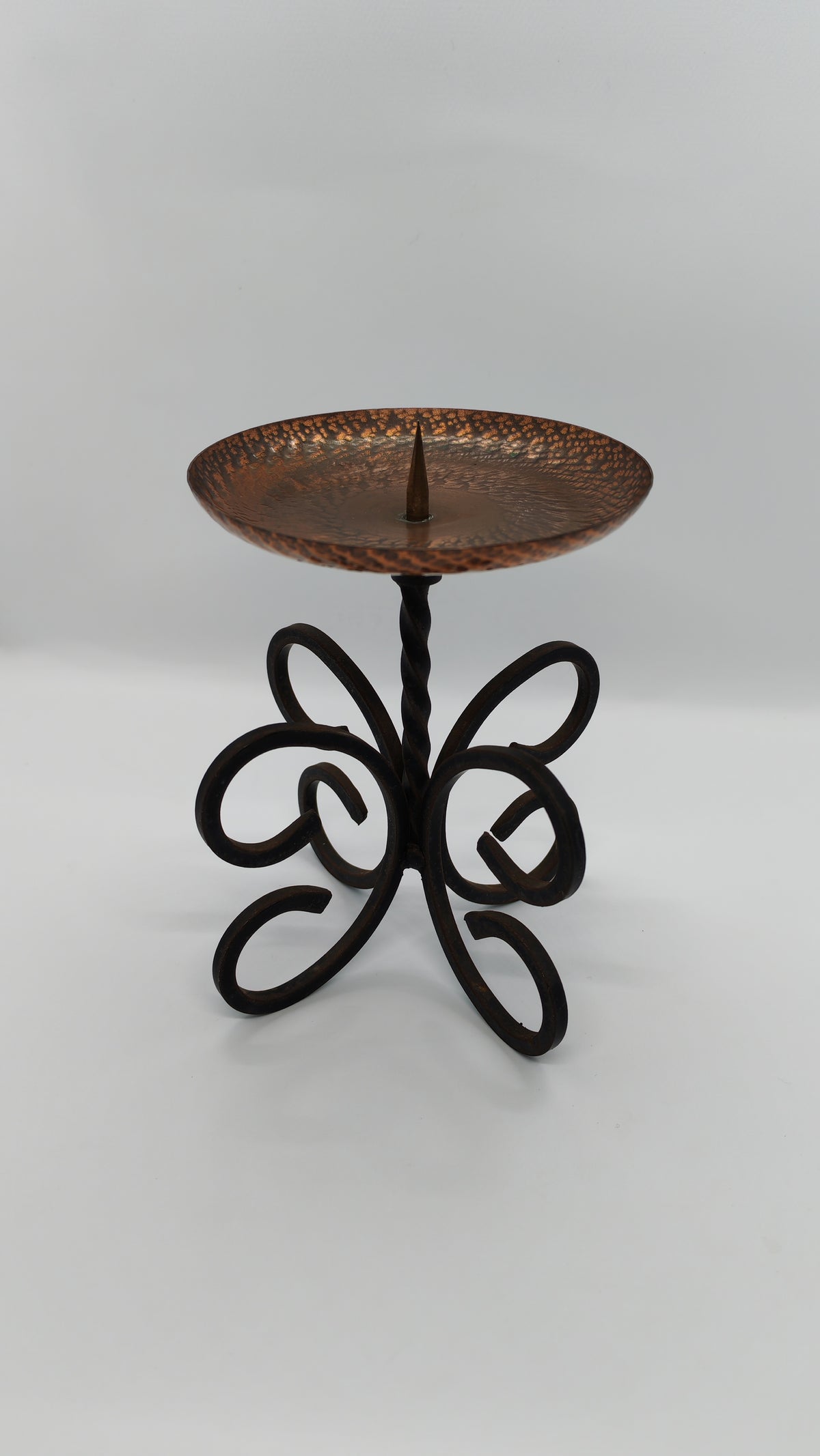 Candlestick (copper bowl, iron base)