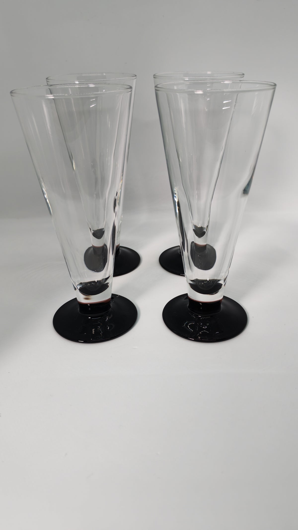 French champagne glasses with a black stem, 4 pcs