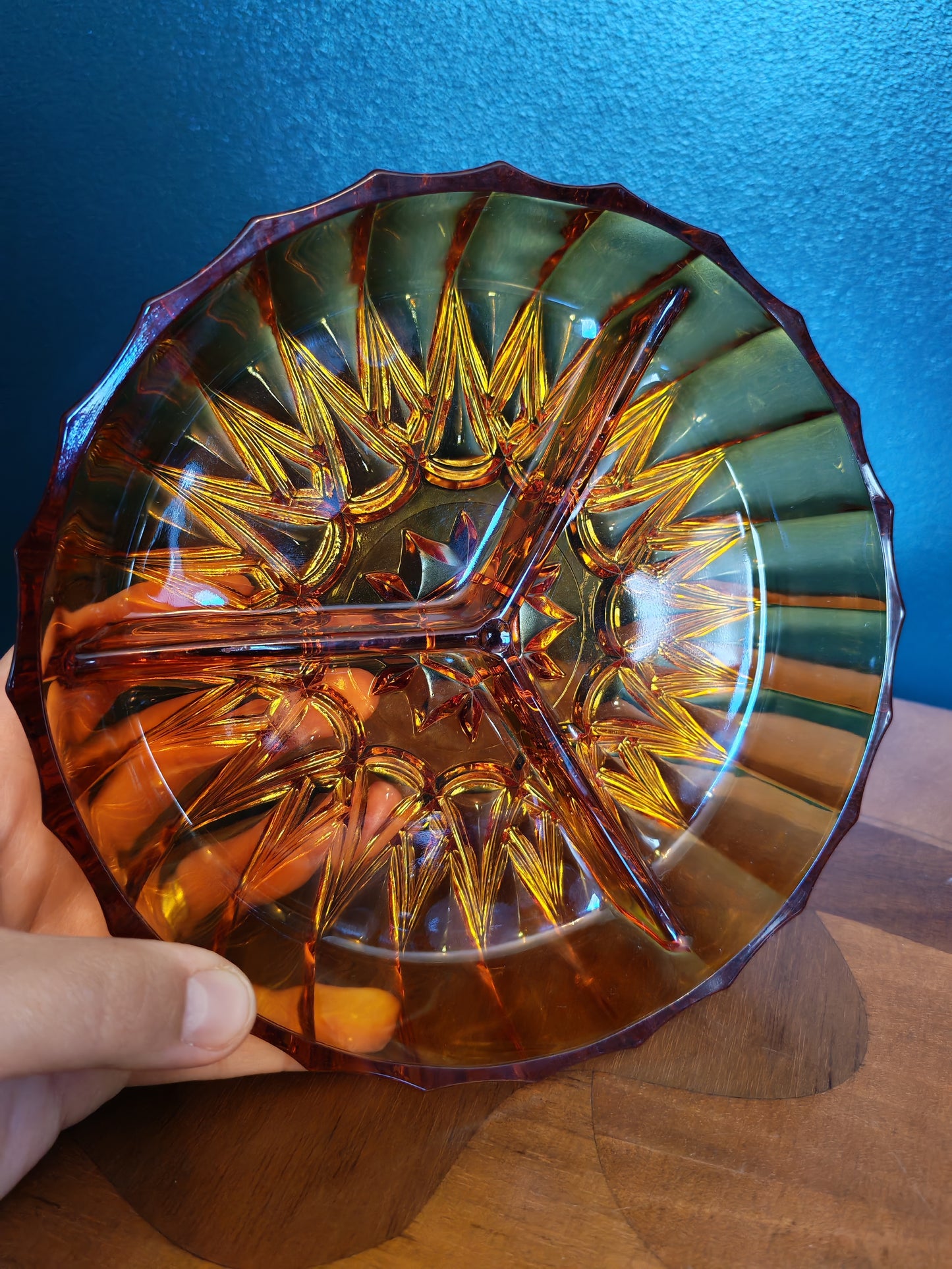 Amber-toned serving dish