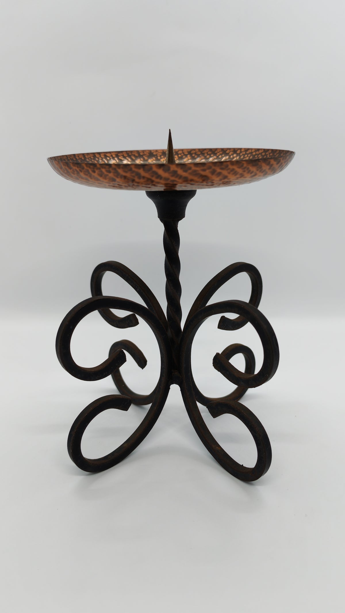 Candlestick (copper bowl, iron base)