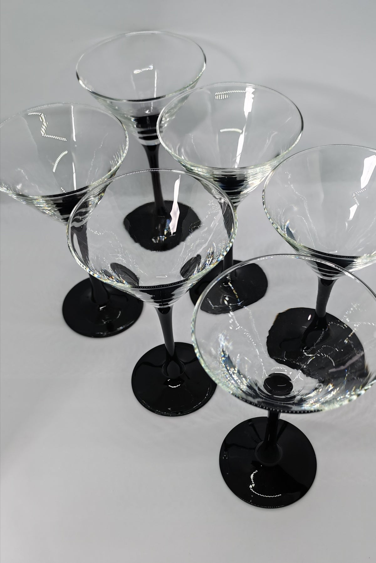 Ranskalaiset cocktaillasit mustalla jalalla, 6kpl