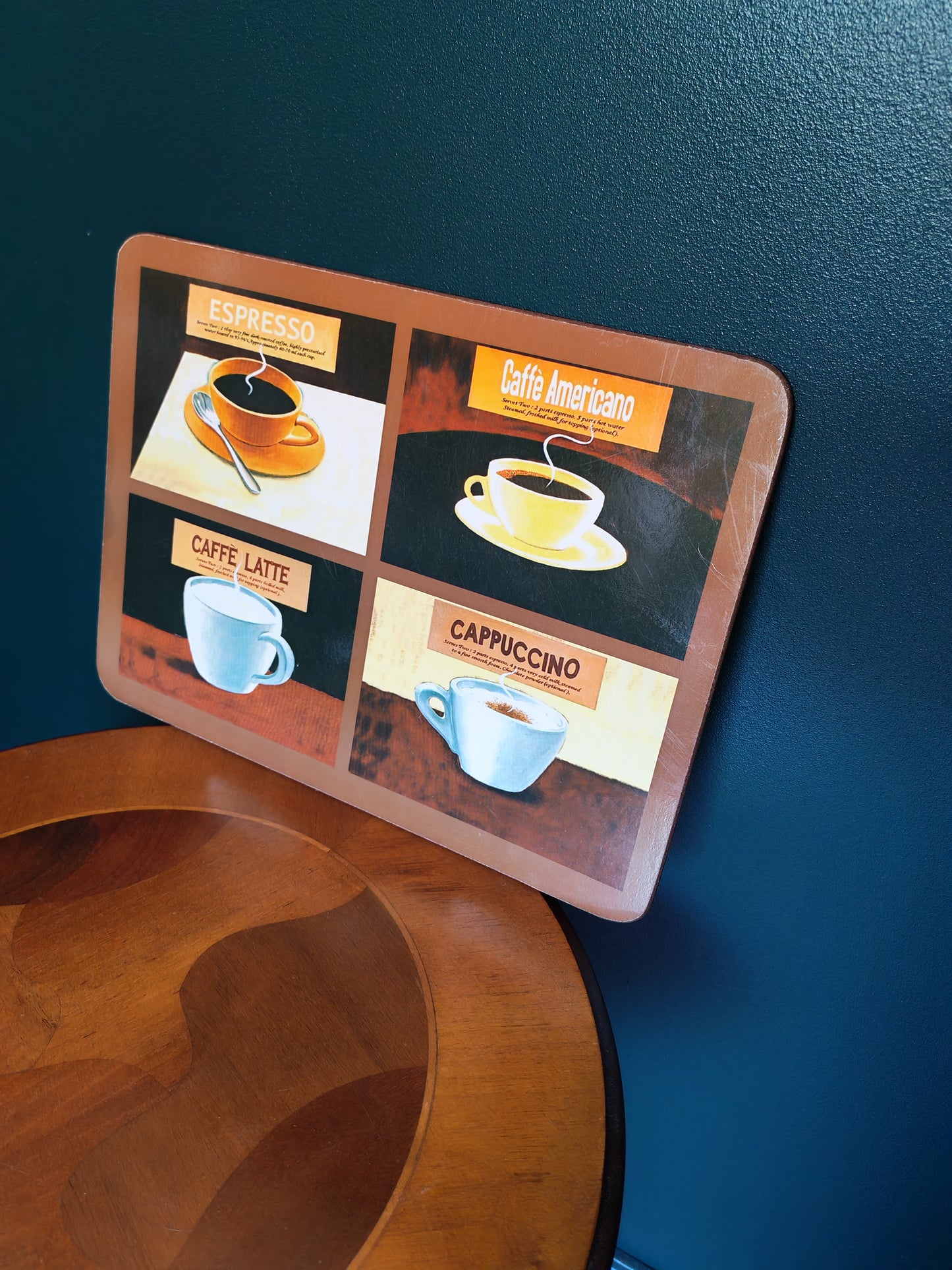 Coffee-themed cork-backed placemats, 4 pcs